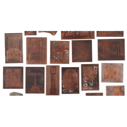 373 - 20th century copper engraving plates of furniture, the largest 9cm x 5.5cm.