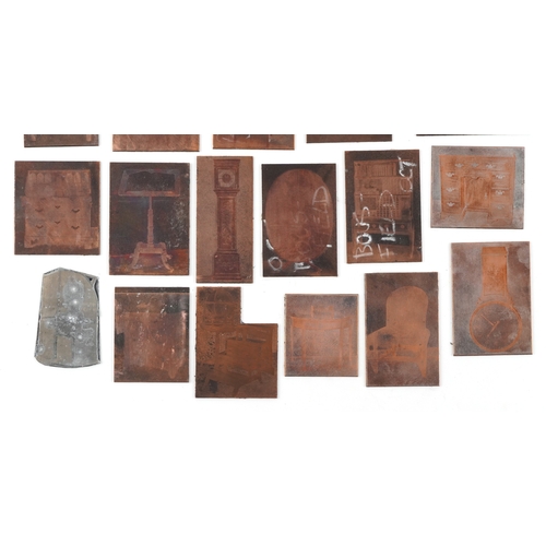 373 - 20th century copper engraving plates of furniture, the largest 9cm x 5.5cm.
