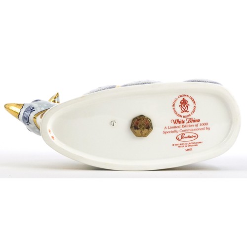 1004 - Royal Crown Derby White Rhino paperweight from the Endangered Species Collection, editioned 901/1000... 