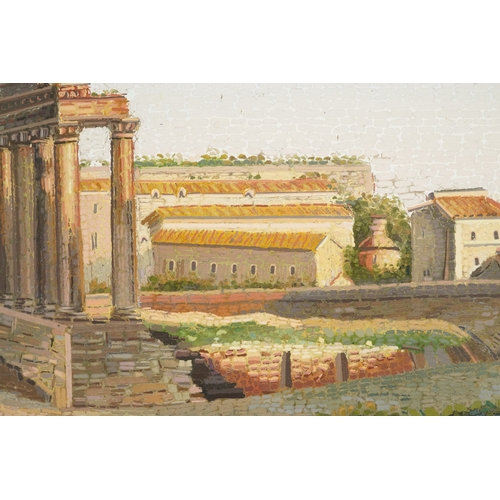 35 - 19th century Italian Grand Tour micro mosaic panel depicting the ruins of the Roman forum, within an... 