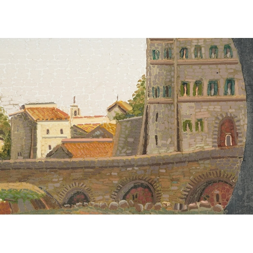 35 - 19th century Italian Grand Tour micro mosaic panel depicting the ruins of the Roman forum, within an... 