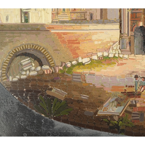 35 - 19th century Italian Grand Tour micro mosaic panel depicting the ruins of the Roman forum, within an... 