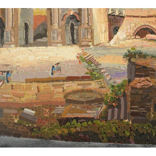 35 - 19th century Italian Grand Tour micro mosaic panel depicting the ruins of the Roman forum, within an... 