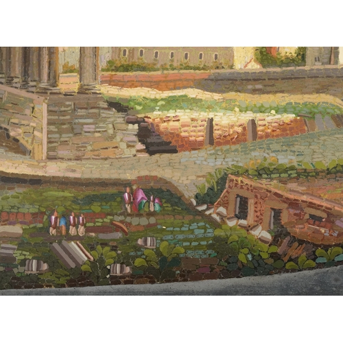 35 - 19th century Italian Grand Tour micro mosaic panel depicting the ruins of the Roman forum, within an... 