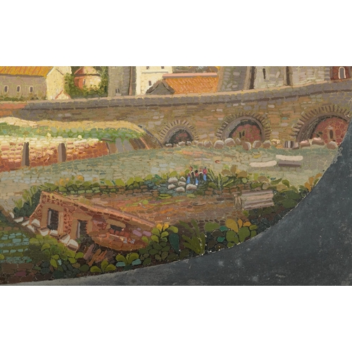 35 - 19th century Italian Grand Tour micro mosaic panel depicting the ruins of the Roman forum, within an... 