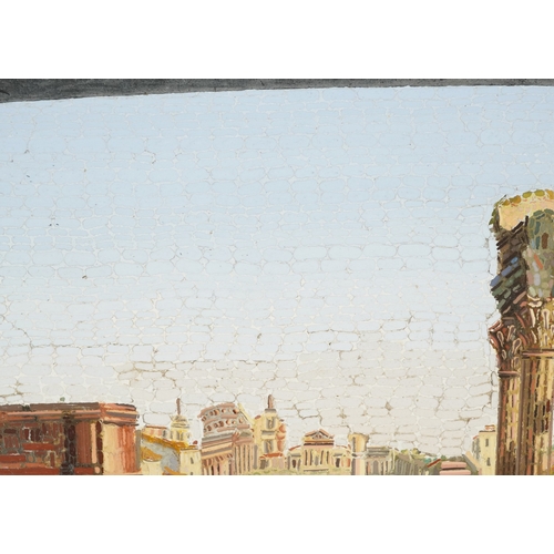 35 - 19th century Italian Grand Tour micro mosaic panel depicting the ruins of the Roman forum, within an... 