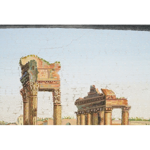 35 - 19th century Italian Grand Tour micro mosaic panel depicting the ruins of the Roman forum, within an... 