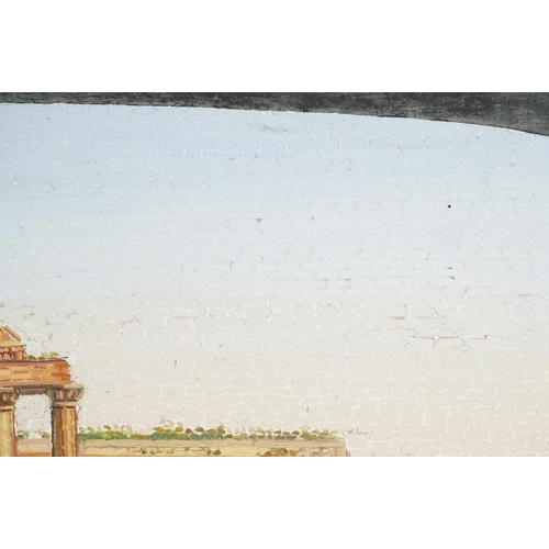 35 - 19th century Italian Grand Tour micro mosaic panel depicting the ruins of the Roman forum, within an... 