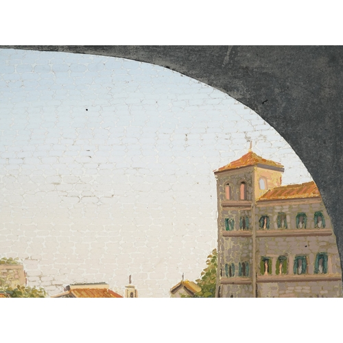 35 - 19th century Italian Grand Tour micro mosaic panel depicting the ruins of the Roman forum, within an... 