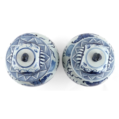 278 - Large pair of Chinese blue and white porcelain baluster vases with covers, decorated with dragons, e... 