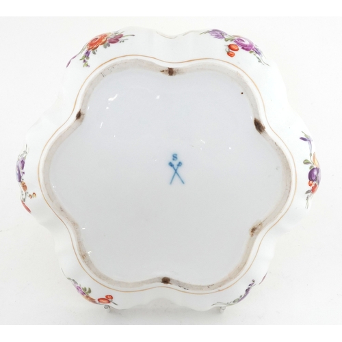 301 - Late 19th century Schlesische German porcelain hand painted with floral sprays, blue crossed sword a... 