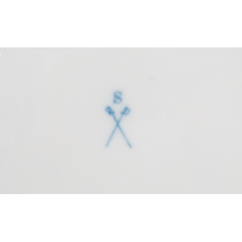 301 - Late 19th century Schlesische German porcelain hand painted with floral sprays, blue crossed sword a... 