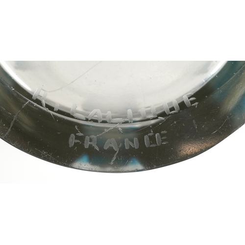 24 - René Lalique, clear and blue frosted glass 'Gobelet Six Figurines' vase, etched R Lalique France to ... 