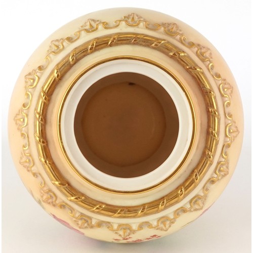1 - Victorian Royal Worcester blush ivory porcelain pot pourri vase with overpainted floral decoration a... 