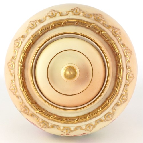 1 - Victorian Royal Worcester blush ivory porcelain pot pourri vase with overpainted floral decoration a... 