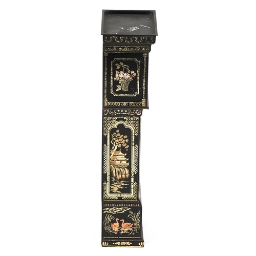  Early 20th century Huntley & Palmers biscuit tin in the form of a longcase clock with intricate chin... 