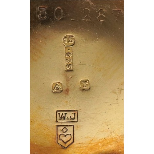 3032 - Antique 15ct gold cased manual wind wristwatch, the dial 22mm in diameter, total weight 18.8g