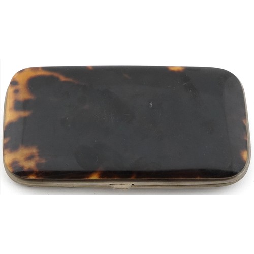  a21983 zzz Antique tortoiseshell and gold piqué work folding case?zzz  decorated with a bird amongst... 