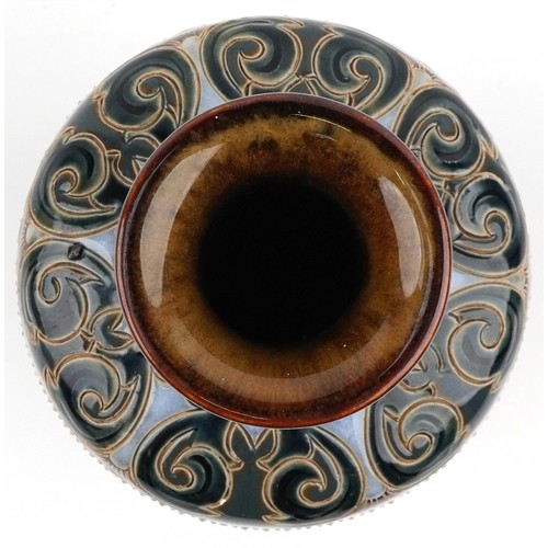  Hannah Barlow for Royal Doulton, Art Nouveau stoneware vase incised with a continuous band of sheep,... 