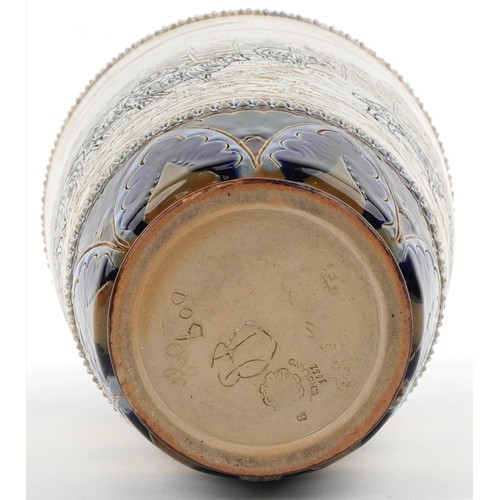  Hannah Barlow for Royal Doulton, Art Nouveau stoneware vase incised with a continuous band of sheep,... 