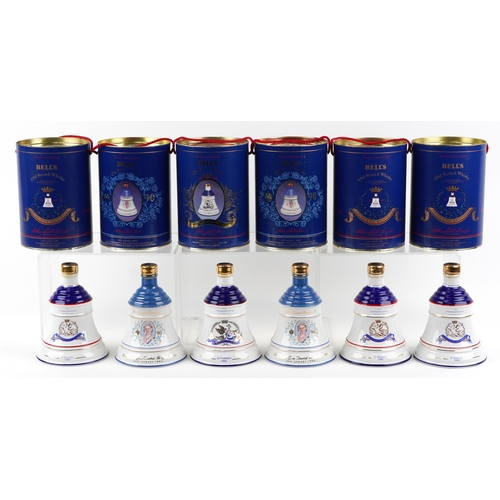 Six Bell's Royal interest whisky decanters including 8th August 1988 to ...