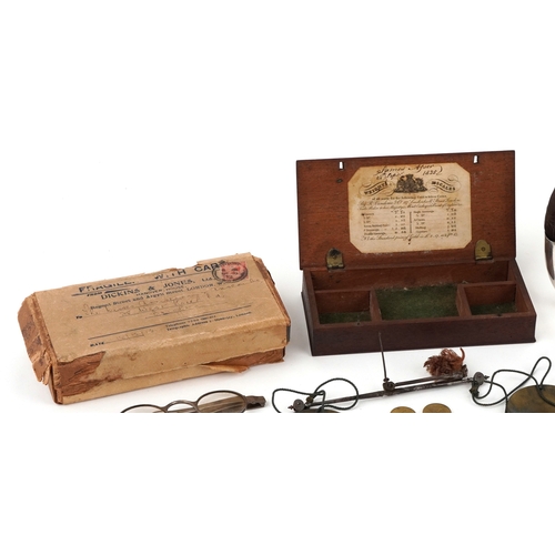 Antique and later objects including a Georgian burr walnut snuff box ...