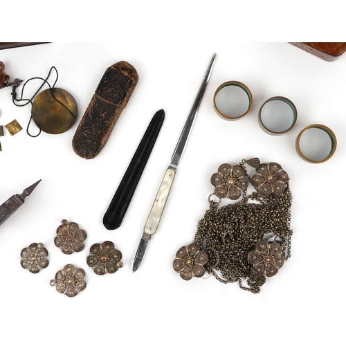 Antique and later objects including a Georgian burr walnut snuff box ...