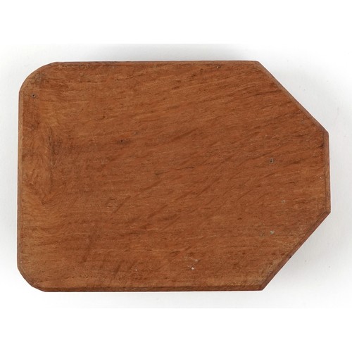  Robert 'Mouseman' Thompson, oak ashtray carved with a signature mouse, 10cm in length.