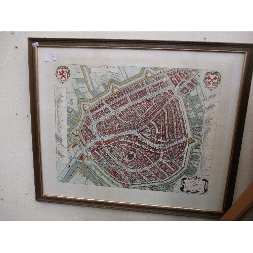 134 - AERIAL VIEW OF DUTCH SETTLEMENT, TRANSLATION NEEDED, FRAMED AND GLAZED