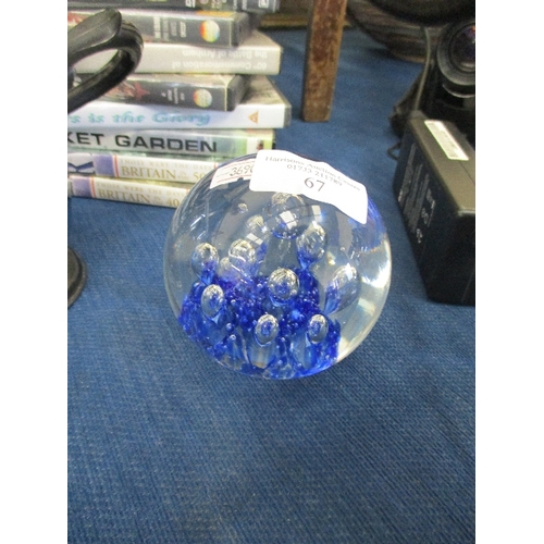 67 - BLUE COLOURED GLASS PAPER WEIGHT BUBBLES