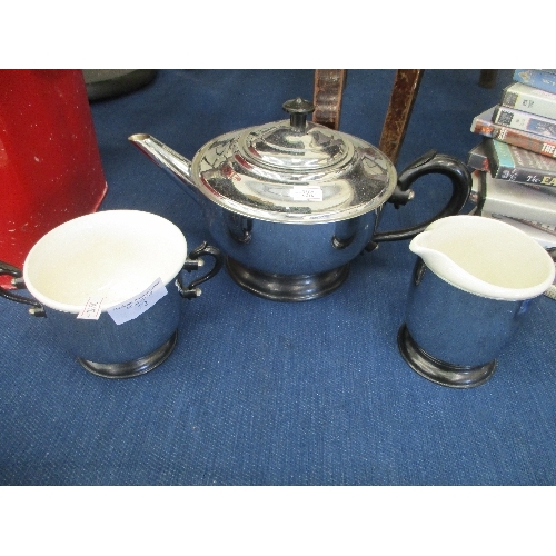 72 - ART DECO STYLE TEA SET CHROME AND CERAMIC