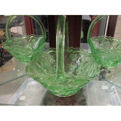 56 - GREEN ART DECO BASKET STYLE BOWL