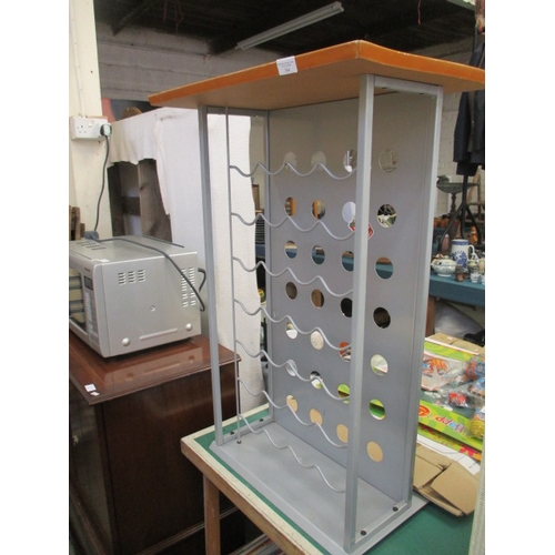 103 - BEECH EFFECT & METAL WINE RACK