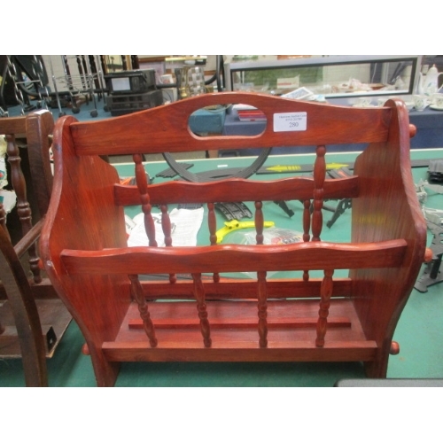 177 - MAGAZINE RACK, WOODEN STAINED ROSEWOOD COLOUR