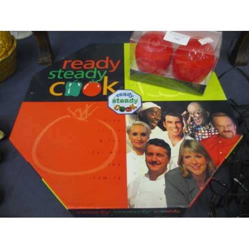 126 - READY, STEADY COOK FOOD TRIVIA GAME AND 2 MICROWAVE EGG COOKERS