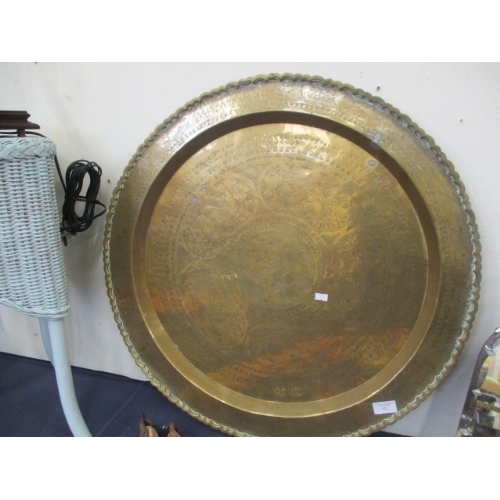 129 - LARGE BRASS CHINESE PLATE