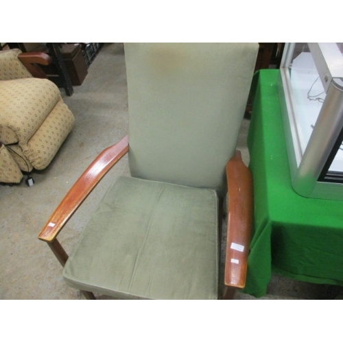 350 - BEECH FRAMED PARKER KNOLL GREEN UPHOLSTERED CHAIR