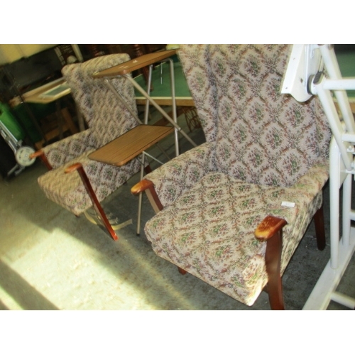 361 - PAIR OF WINGBACK FIRESIDE CHAIRS WITH LOVELY TAPESTRY STYLE UPHOLSTERY