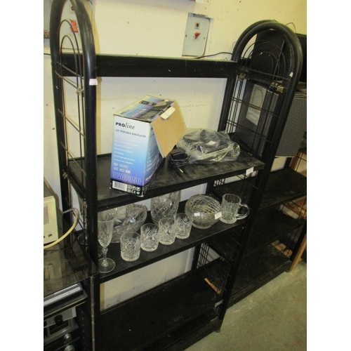 366 - BLACK METAL SHELVING