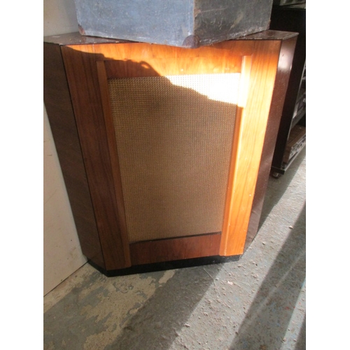 374 - LARGE WOODEN CASED CORNER SPEAKERS, APPROX 3FT HIGH B WHITELEY ELECTRICAL RADIO COMPANY