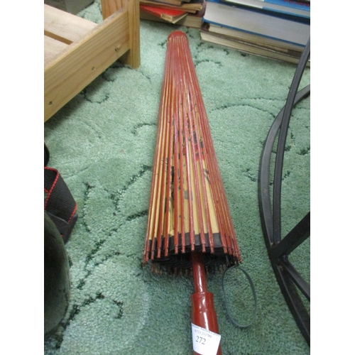 95 - A WOOD AND PARCHMENT CHINESE UMBRELLA