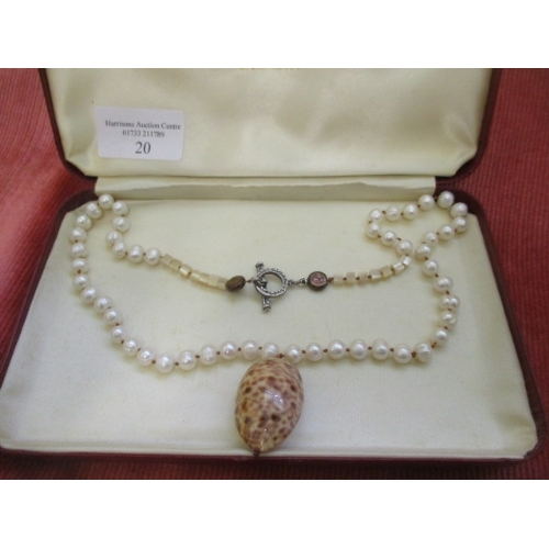 20 - GENUINE REAL PEARLS & SEA SHELL NECKLACE