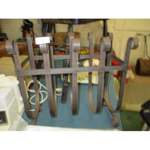 156 - SCROLLED IRON MAGAZINE RACK