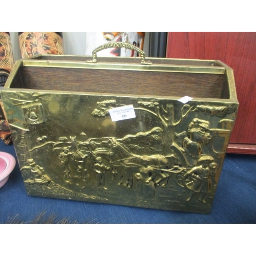 66 - BRASS MAGAZINE RACK DEPICTING HORSE AND CARRIAGE