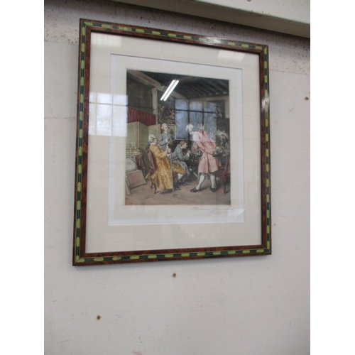 99 - PAIR OF COLOUR MEZZOTINTS OF INTERIOR SCENES, PENCIL SIGNED ANTOINE GAYMAND