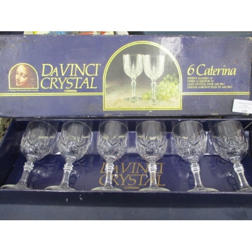 109 - 6 CATERINA GLASSES BY DAVINCI CRYSTAL, BOXED