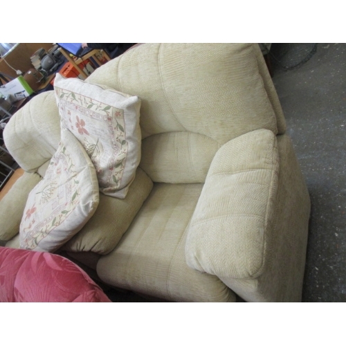 205 - GPLAN CREAM UPHOLSTERED LARGE ARM CHAIRS