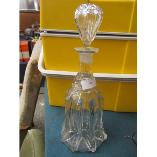 207 - A RIBBED GLASS DECANTER