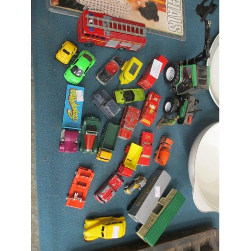 172 - PLAYWORN VEHICLES, BRITAINS TRACTOR, CONSTRUCTION, FIRE  ETC