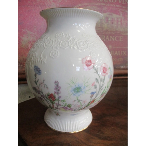 177 - AN AYNSLEY FINE BONE CHINA  HAND PAINTED FLORAL DESIGN BULBOUS VASE